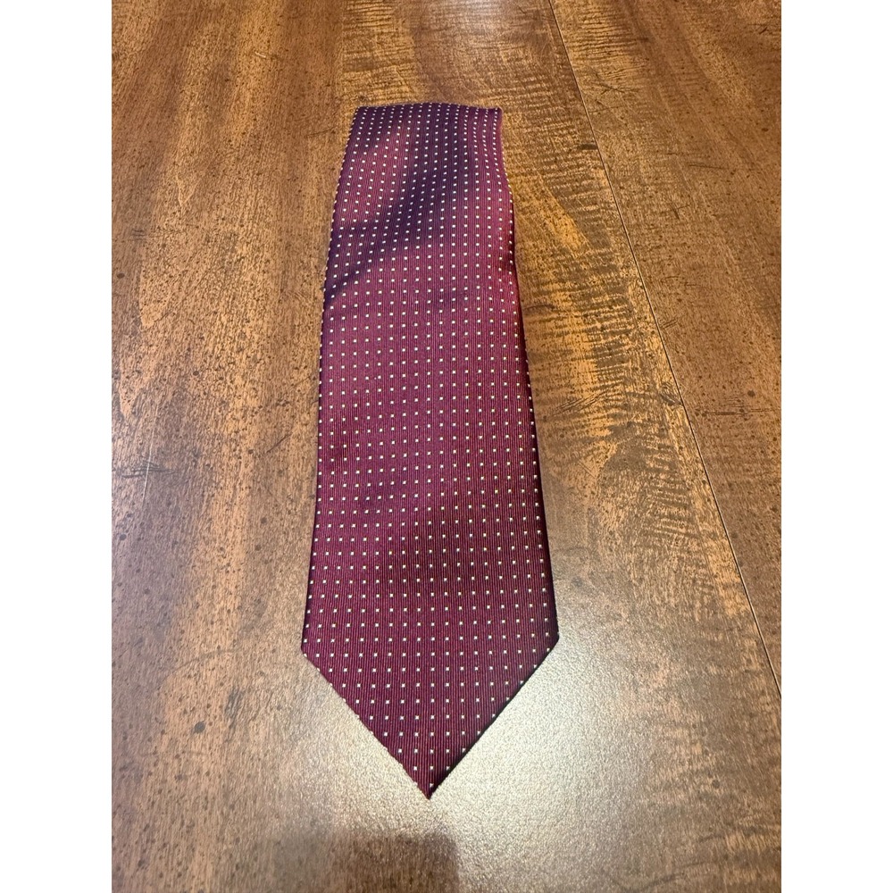 ENRO Men's 100% Silk Burgundy Red Geometric Dot Classic Necktie
